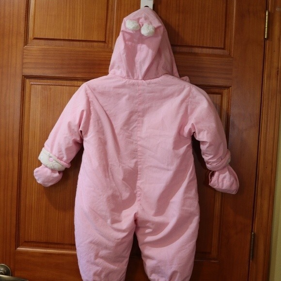 Casual Time Vintage 90s 24M Girls Snow Suit Pink Winter Teddy Bear - Picture 7 of 16